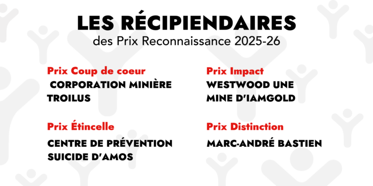 Récipiendaires des prix Reconnaissance 2026