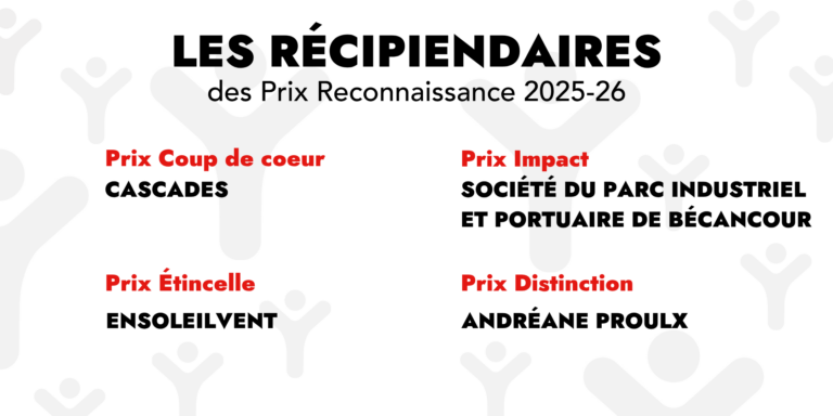 Récipiendaires des prix reconnaissance 2026