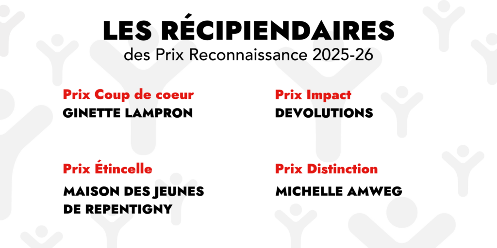 Récipiendaires des prix reconnaissance 2026